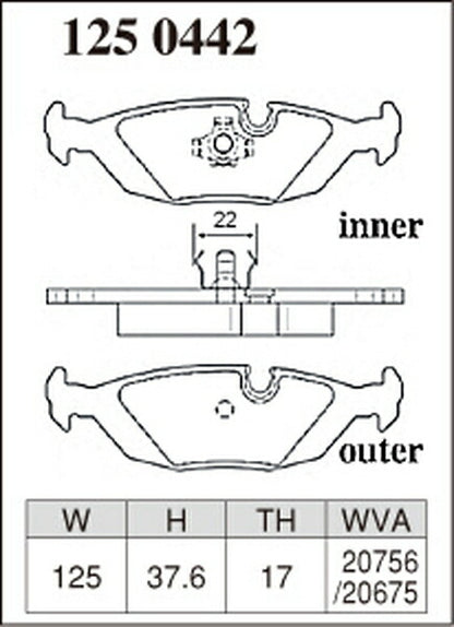 DIXCEL ブレーキパッド Zタイプ BMW E24 C633 1982/09〜1984 リア左右セット 1250442