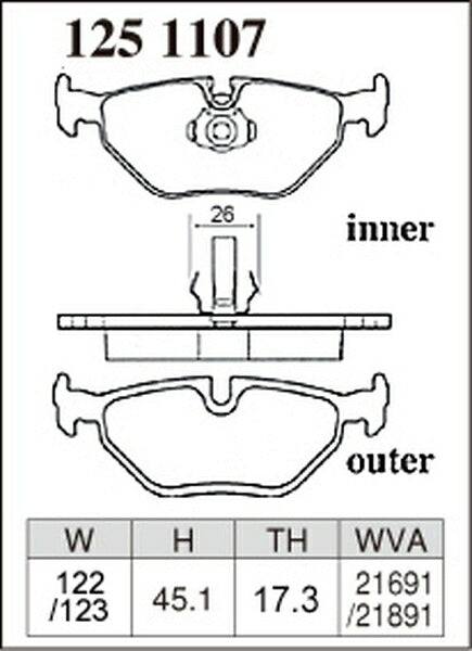 DIXCEL ブレーキパッド Xタイプ BMW E39(ツーリング) DS25/DS25A/DD28A/DP28 1997/04〜2004/05 リア左右セット 1251107