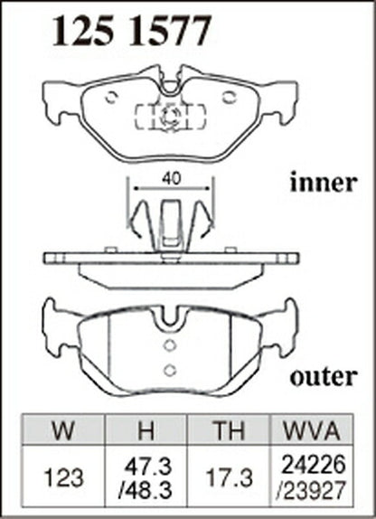 DIXCEL ブレーキパッド Pタイプ BMW E90 VB23/VB25 2007/03〜2010/05 リア左右セット 1251577