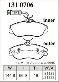 DIXCEL ブレーキパッド Pタイプ アウディ 100 100アバント 44MC2 86/8〜90/11 【1310706】 フロント左右セット