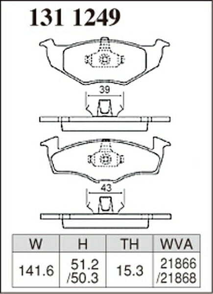 DIXCEL ブレーキパッド Mタイプ VOLKSWAGEN ゴルフIII/ヴェント 1HAAZ 1996/10〜1997/08 フロント左右セット 1311249