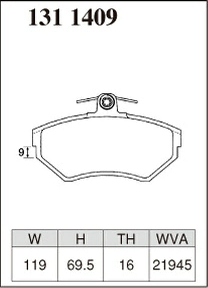 DIXCEL ブレーキパッド Pタイプ VOLKSWAGEN ゴルフIII/ヴェント 1HADY/1HAGG 1996/05〜1999/12 フロント左右セット 1311409