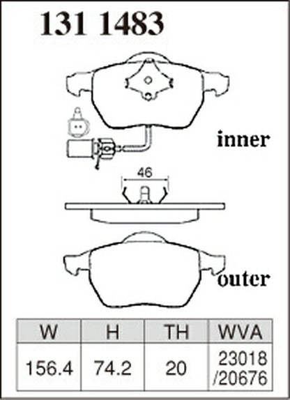 DIXCEL ブレーキパッド ESタイプ AUDI A6(C6) 4FBDW 2004/09〜2012/02 フロント左右セット 1311483