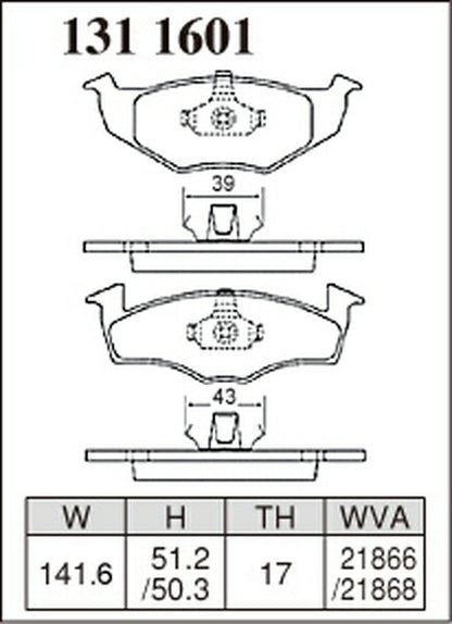 DIXCEL ブレーキパッド ESタイプ VOLKSWAGEN ポロ 6NAEE 1996〜1999 フロント左右セット 1311601