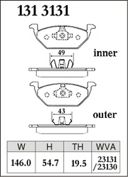 DIXCEL ブレーキパッド Zタイプ VOLKSWAGEN ポロ AWCHZ 2018/03〜 フロント左右セット 1313131