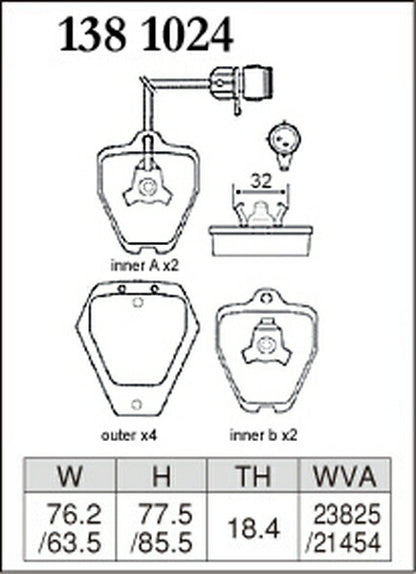 DIXCEL ブレーキパッド Zタイプ AUDI S6 4AAAN 1994〜1997 フロント左右セット 1381024