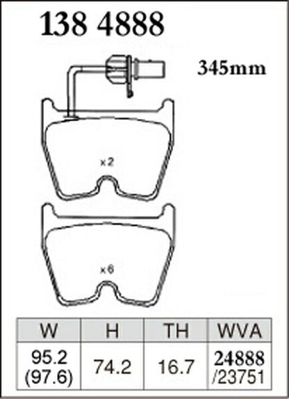 DIXCEL ブレーキパッド Mタイプ AUDI RS5 8FCFSF 2013/10〜2017/04 フロント左右セット 1384888