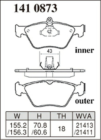 DIXCEL ブレーキパッド Pタイプ SAAB 900 DB258I 1993〜1996/08 フロント左右セット 1410873