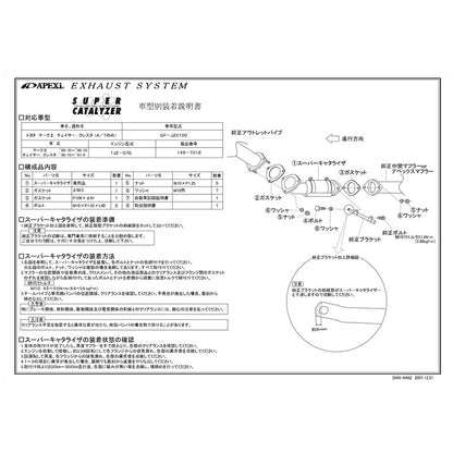 APEXi SUPER CATALYZER マークII チェイサー クレスタ GF-JZX100 1998/08〜2001/07 【149-T012】 アペックス スーパーキャタライザー