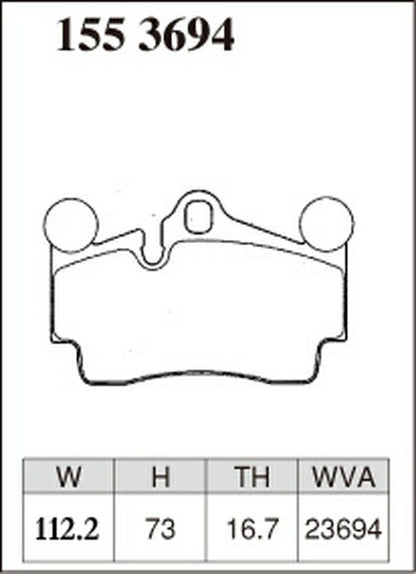 DIXCEL ブレーキパッド Pタイプ PORSCHE カイエン(955) 9PA00 2002/09〜2006/12 リア左右セット 1553694