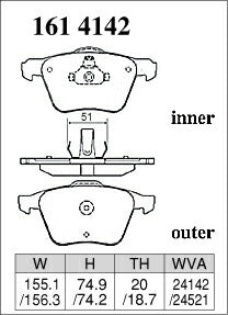DIXCEL ブレーキパッド Pタイプ ボルボ V60 FD4204T 15/07〜19/11 【1614142】 フロント左右セット