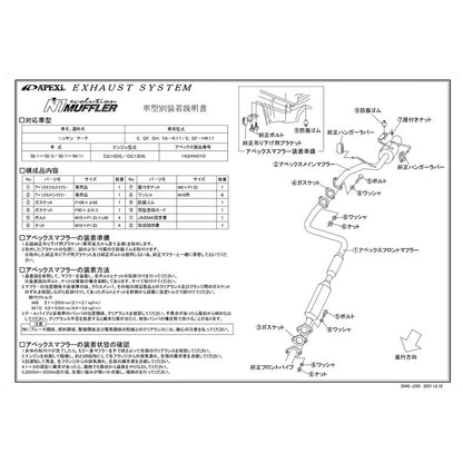 APEXi N1 evolution マーチ E GF-HK11 1992/01〜1999/11 【162AN010】 マフラー アペックス N1エボリューション