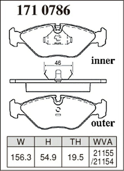 DIXCEL ブレーキパッド Mタイプ SAAB 9000 CB234E/CB234I/CB234L/CB234R 1989/09〜1998 フロント左右セット 1710786
