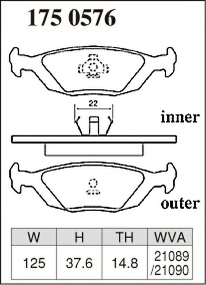 DIXCEL ブレーキパッド ESタイプ SAAB 9000 CB234E/CB234I/CB234L/CB234R 1989/09〜1998 リア左右セット 1750576