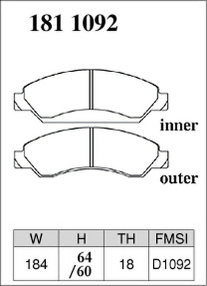 DIXCEL ブレーキパッド Zタイプ CHEVROLET サバーバン C1500/1500 2007〜 フロント左右セット 1811092