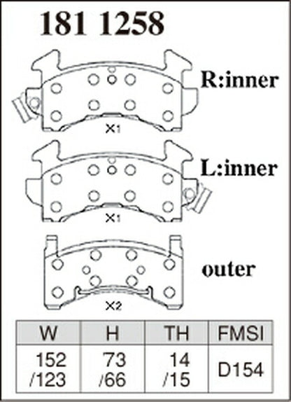 DIXCEL ブレーキパッド Zタイプ CHEVROLET カマロ CF25B 1988〜1993 フロント左右セット 1811258