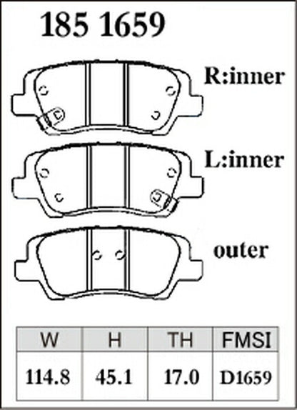 DIXCEL ブレーキパッド Zタイプ CADILLAC ATS A1SL 2013/03〜 リア左右セット 1851659