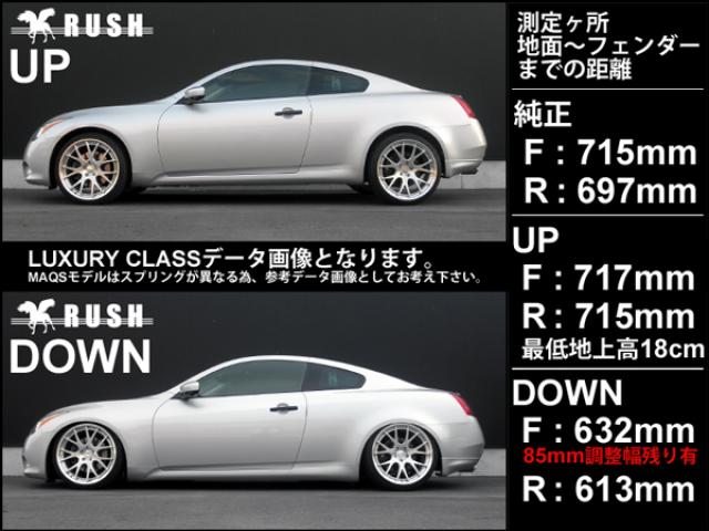 RUSH MAQS MODEL LUXURY CLASS スカイラインクーペ CKV36 H18〜H26 車高調キット 1台分セット