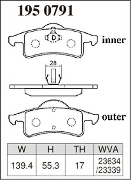 DIXCEL ブレーキパッド Xタイプ JEEP グランドチェロキー WJ40/WJ47 1999〜2005 リア左右セット 1950791