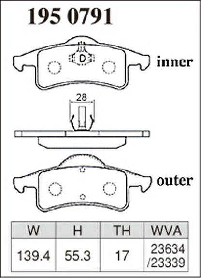DIXCEL ブレーキパッド Pタイプ JEEP グランドチェロキー WJ40/WJ47 1999〜2005 リア左右セット 1950791