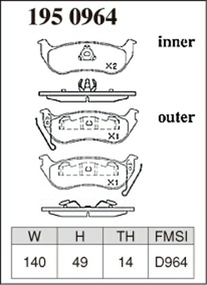 DIXCEL ブレーキパッド Zタイプ JEEP チェロキー KJ37 2003〜2008 リア左右セット 1950964
