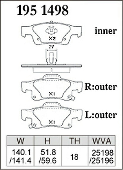 DIXCEL ブレーキパッド Zタイプ JEEP グランドチェロキー WK57A 2011〜 リア左右セット 1951498