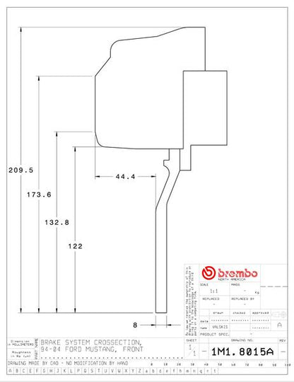 brembo GT-KIT FORD マスタング 1994〜2004 1M1.8015A/1M2.8015A