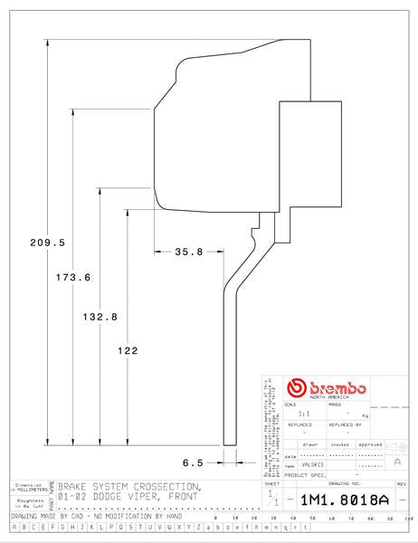 brembo GT-KIT DODGE ヴァイパー 2001〜2002 1M1.8018A/1M2.8018A