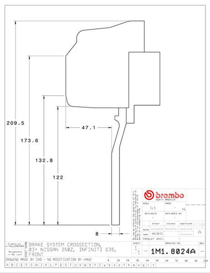 brembo GT-KIT ニッサン 350Z 2003〜2008 1M1.8024A/1M2.8024A