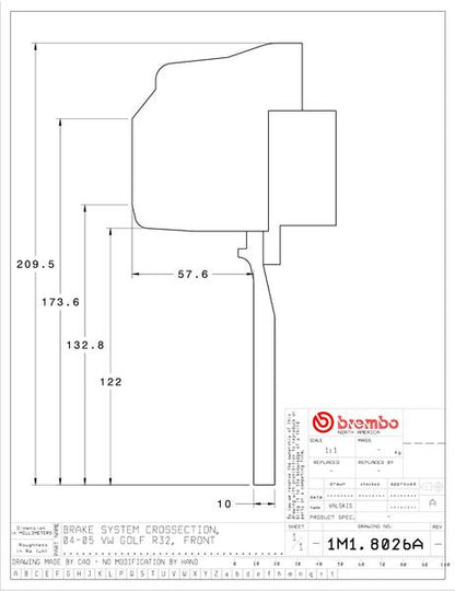 brembo GT-KIT VOLKSWAGEN ゴルフIV 2004〜2005 1M1.8026A/1M2.8026A