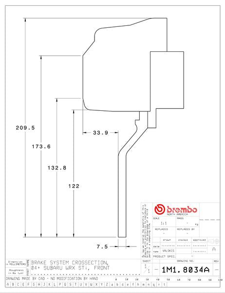 WRX STi ブレーキキャリパー ブレンボ GTキット 1M1.8034A 1M2.8034A