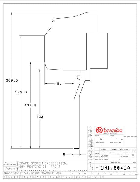 brembo GT-KIT PONTIAC G8 2008〜2009 1M1.8041A/1M2.8041A