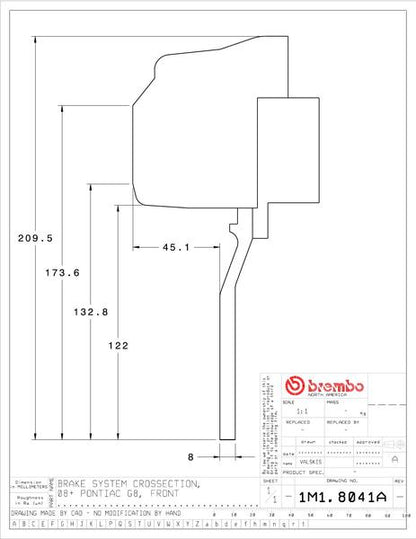 brembo GT-KIT PONTIAC G8 2008〜2009 1M1.8041A/1M2.8041A