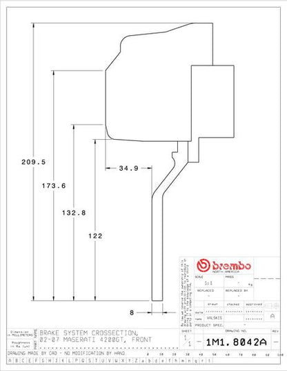 brembo GT-KIT MASERATI クーペ/スパイダー 2002〜2007 1M1.8042A/1M2.8042A