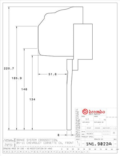 brembo GT-KIT CHEVROLET コルベット 2005〜2009 1N1.9022A/1N2.9022A