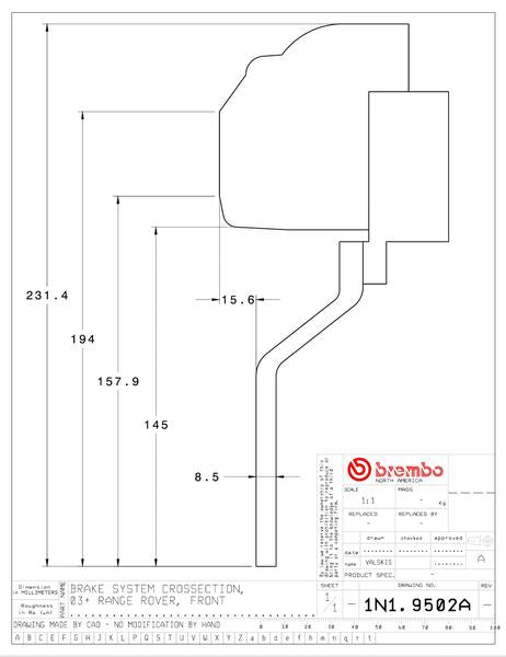 brembo GT-KIT LAND ROVER レンジローバー 2003〜2009 1N1.9502A/1N2.9502A