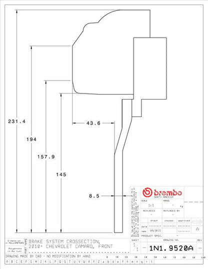 brembo GT-KIT CHEVROLET カマロ 2010〜2015 1N1.9520A/1N2.9520A