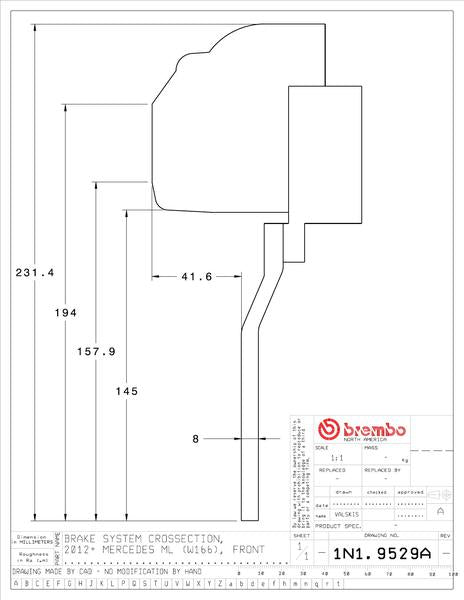 brembo GT-KIT MERCEDES BENZ ML400 W166 2015〜2015 1N1.9529A/1N2.9529A