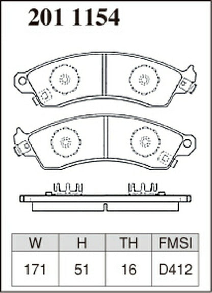 DIXCEL ブレーキパッド Mタイプ CHEVROLET コルベット(C4) CY15B/CY15BK/CY15D 1988〜1996 フロント左右セット 2011154