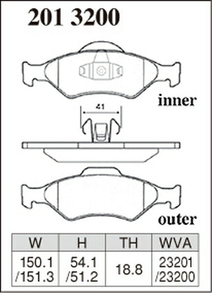 DIXCEL ブレーキパッド Zタイプ FORD KA WF0BJ4 2000/03〜2002/04 フロント左右セット 2013200