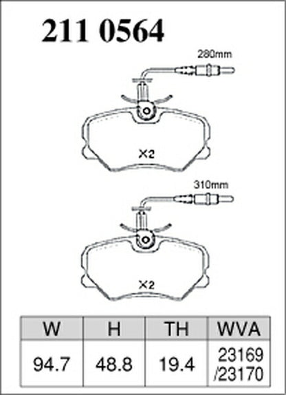 DIXCEL ブレーキパッド Xタイプ PEUGEOT 306 N3XT/N3SI/N3C 1993〜1997 フロント左右セット 2110564