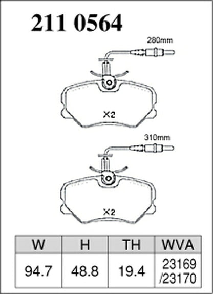 DIXCEL ブレーキパッド Xタイプ PEUGEOT 405 15DFW7 1988〜1996 フロント左右セット 2110564