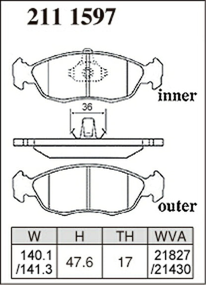 DIXCEL ブレーキパッド Zタイプ PEUGEOT 306 N3 1993〜1997 フロント左右セット 2111597
