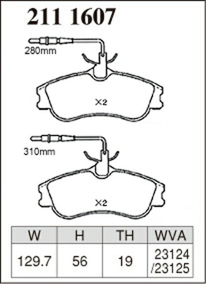 DIXCEL ブレーキパッド ESタイプ CITROEN クサラ N6RFW 1998/11〜2001/08 フロント左右セット 2111607