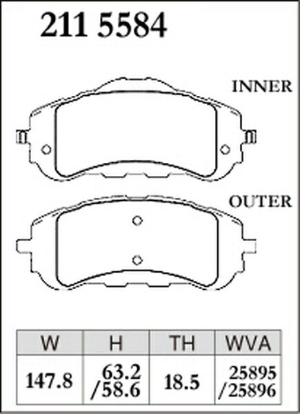 DIXCEL ブレーキパッド Pタイプ PEUGEOT 308 T9HN02/T9WHN02/T9HN05/T9WHN05 2014/11〜 フロント左右セット 2115584