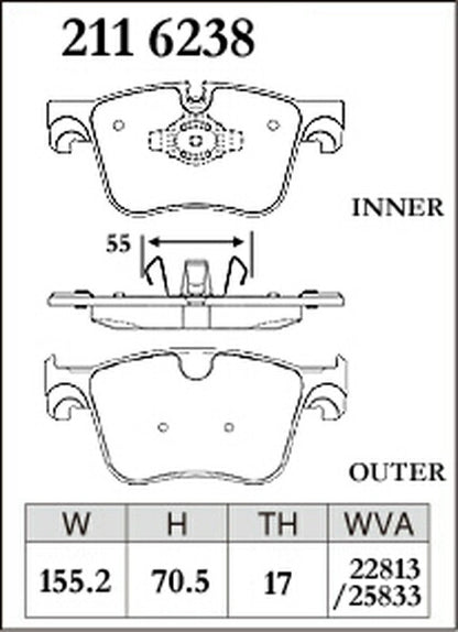 DIXCEL ブレーキパッド Zタイプ PEUGEOT 508/508 SW R85G06 2018/11〜2021/05 フロント左右セット 2116238