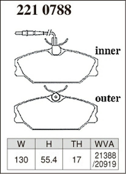 DIXCEL ブレーキパッド Zタイプ RENAULT ラグナ 56Z7X 1998/01〜2001 フロント左右セット 2210788