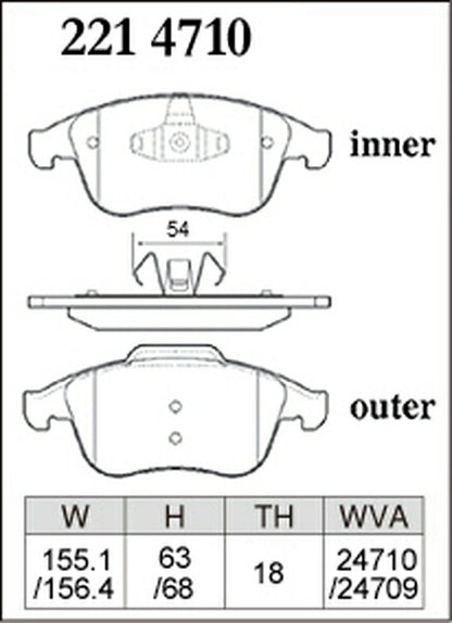 DIXCEL ブレーキパッド Zタイプ RENAULT メガーヌIII ZF4R 2014/06〜2017/11 フロント左右セット 2214710