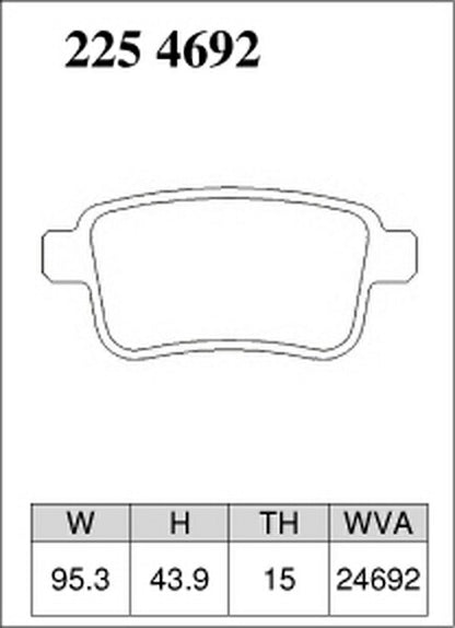 DIXCEL ブレーキパッド Zタイプ RENAULT カングー KWH5F/KWH5F1 2014/05〜 リア左右セット 2254692
