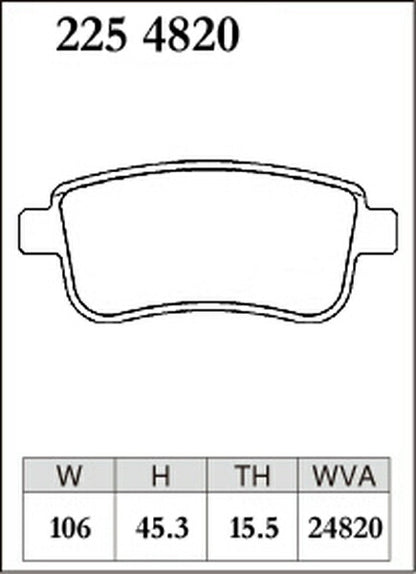 DIXCEL ブレーキパッド Zタイプ RENAULT メガーヌIII(エステート) KZF4R 2013/05〜 リア左右セット 2254820